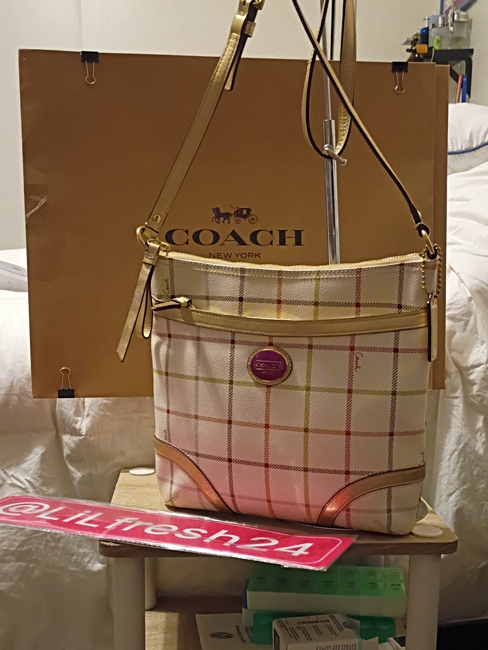Coach Peyton Tattersall Plaid Crossbody/File Bag